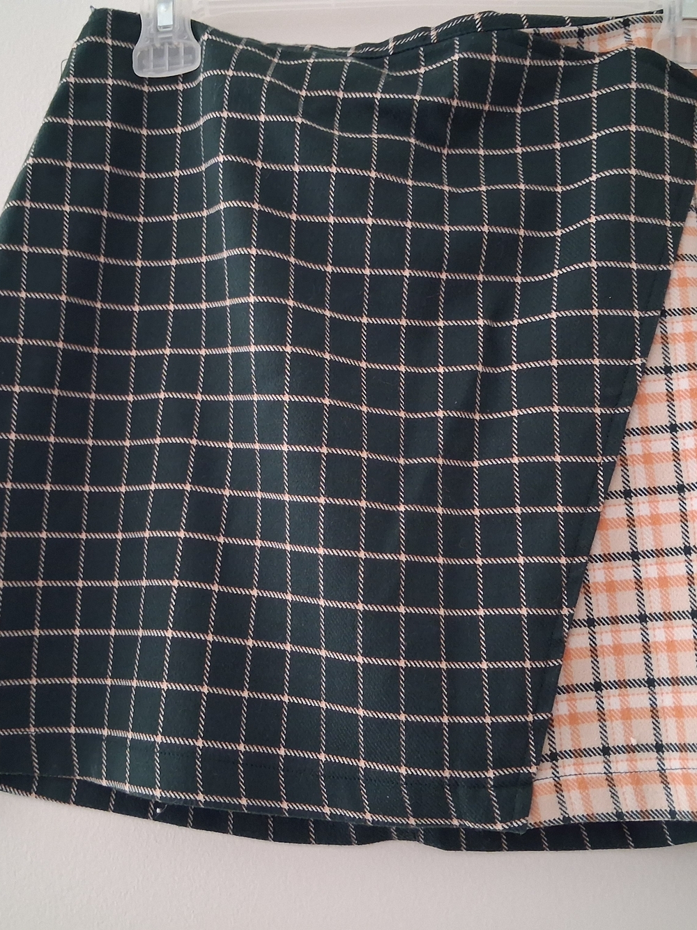 Urban Outfitters Green and Cream Plaid Mini Skirt